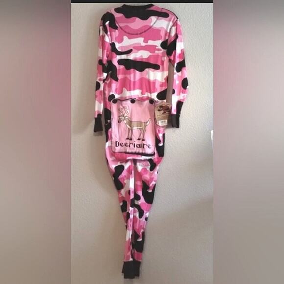 NEW Lazy One Pink Camo Deeriare 1 Piece Footless Trap Door Union Suit Unisex S - Picture 2 of 8